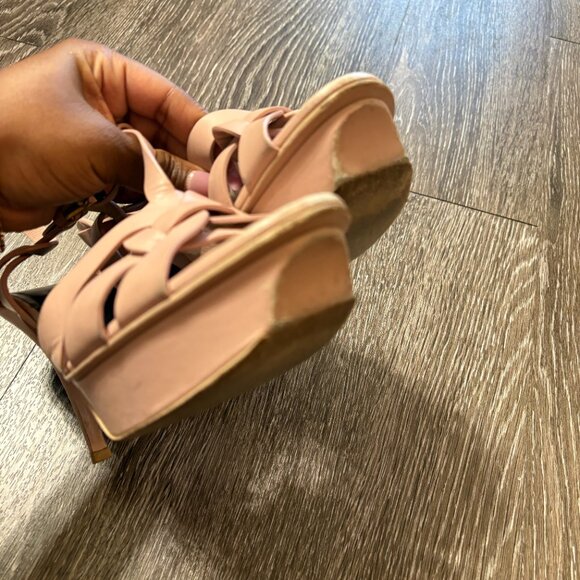 Saint Laurent Tribute Platform Sandals Blush Nude Pink Leather 315490 Size 38.5 - Picture 10 of 12